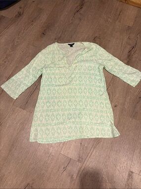 J. Crew Mint and White Patterned Tunic